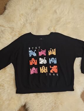 Disney Black Crewneck with White Mickey Mouse Logo Print